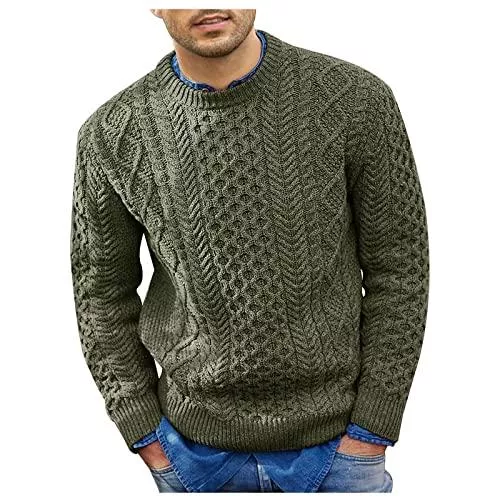 SOOUICKER Pullover & Strickmode SOOUICKER Strickpullover Herren Zopfmuster Strickpullover Herren Grobstrick Strickpullover Herren Rundhals Pullover Herren Unifarben Pink Strickpullover Herren Winter