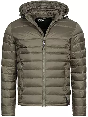 Indicode Jacken Indicode Herren Hampshire Steppjacke in Daunenjacken-Optik mit abnehmbarer Kapuze | warme modische Winterjacke leichte gefütterte Übergangsjacke Jacke für Männer