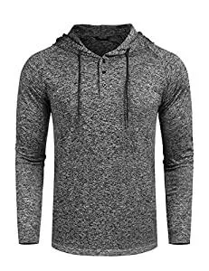 COOFANDY Pullover & Strickmode COOFANDY Herren Kapuzenpullover Langarm Sweatshirt Dünner Pullover Wander Langarmshirt für Männer Mit Kapuze Knopfleiste