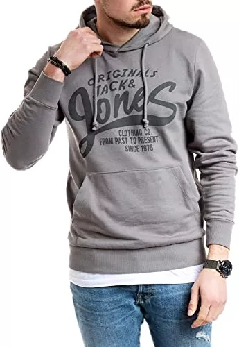 JACK &amp; JONES Kapuzenpullover Jack and Jones Herren Hoodie Sweatshirt Rundhals Kapuzenpullover Print Sweat Hoody