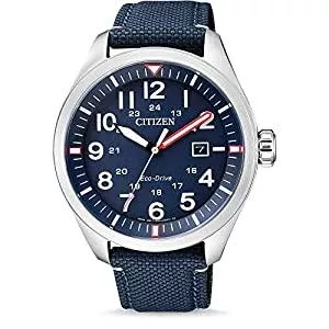 Citizen Uhren Citizen Herren Analog Quarz Eco-Drive Uhr Aviator mit Nylon Armband
