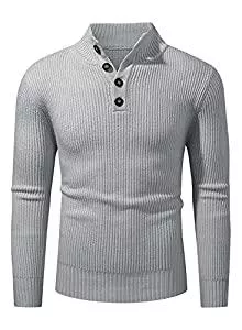 AlvaQ Pullover & Strickmode AlvaQ Herren Pullover Warmer Strickpullover Freizeit Rollkragen Sweater Knopf Basic Regular Fit Einfarbiger Pullover