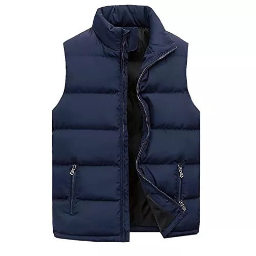 Generic Westen Steppweste mit Stehkragen, Winter Wärme Dicke Herren Weste mit Reißverschluss, Premium Wasserabweisend Ärmellose Outdoorjacke