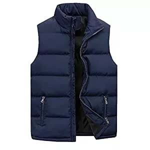 Generic Westen Steppweste mit Stehkragen, Winter Wärme Dicke Herren Weste mit Reißverschluss, Premium Wasserabweisend Ärmellose Outdoorjacke