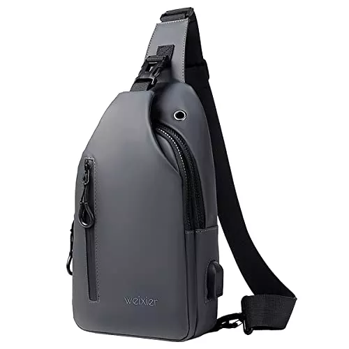A-QMZL Taschen & Rucksäcke A-QMZL Sling Bags Brusttasche Herren Crossbody Umh?ngetasche Kleine Schultertaschen Crossbody-Taschen Outdoor Wasserdicht Casual Man Taschen mit USB-Ladeanschluss zum Wandern, Radfahren, Reisen