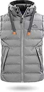 normani Westen normani Herren Weste Steppweste mit Swaet Kapuze und Stehkragen - Outdoor Weste mit Wasserdichten Reißverschlüssen