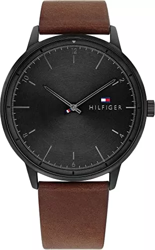 Tommy Hilfiger Uhren Tommy Hilfiger Analog Quarzuhr für Herren mit Braunes Lederarmband - 1791876