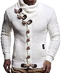 Leif Nelson Strickjacken Leif Nelson Herren Strickjacke Schalkragen Slim Fit Winter-Freizeit-Jacke Sommer Moderne Männer Pulli Grobstrick Sweatjacke Langarm Herren schwarzer Hoodie-Pullover