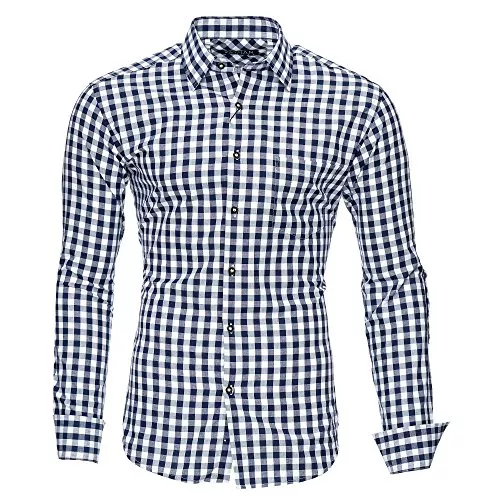 Kayhan Hemden Kayhan Herren Kariertes-Langarm-Hemd Oktoberfest Trachtenhemd Herren Slim-Fit-Herrenhemden Kariert Hemden S-6XL