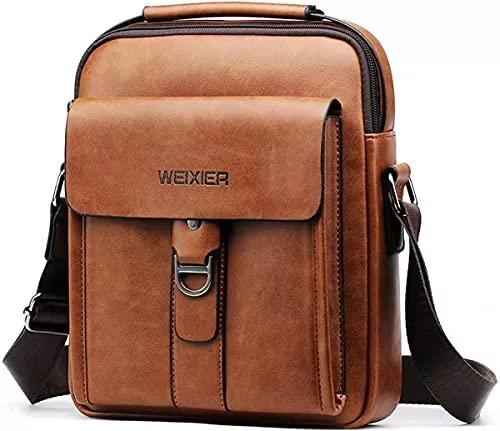 Hjkiopc Taschen & Rucksäcke Hjkiopc Umhängetasche Herren Schultertasch Crossbody Handytasche Messenger Bag Herrentasche Shulder Bag Leder Brusttasche