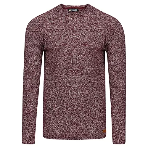 riverso Pullover & Strickmode riverso Herren Pullover RIVOskar Rundhalsausschnitt Regular Basic Strickpullover Sweatshirt 100% Baumwolle Feinstrick Pulli Langarm Einfarbig Schwarz Rot Blau Grau S M L XL XL XXL 3XL 4XL 5XL