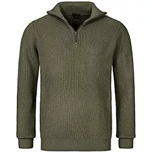 urbandreamz Pullover & Strickmode urbandreamz Marine Pullover Troyer Strickpullover Grobstrick Pullover mit Stehkragen und Reißverschluss 3 Farben Gr. 46-58