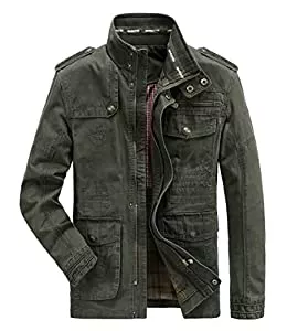MERCIYD Jacken MERCIYD Herren Klassische Jacke Reine Baumwolle Militär Jacke Multi-Pocket Casual Mantel