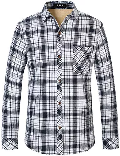 SSLR Hemden SSLR Herren Flanellhemd Gefüttert Langarm Holzfällerhemd Herren Langarmshirt Hemd Kariert Herren Arbeithemd Freizeithemd