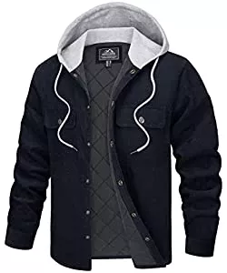 TACVASEN Jacken TACVASEN Herren Winter Cordjacke Innenfutter Übergangsjacke Kapuzenjacke Freizeithemd Multi Taschen