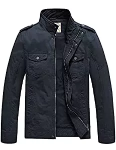 WenVen Jacken WenVen Herren Militär Jacke Klassisch Fracht Jacke Stehkragen Übergangsjacke Leicht Outdoor Jacke Mantel Cargo Stiel Oberbekleidung
