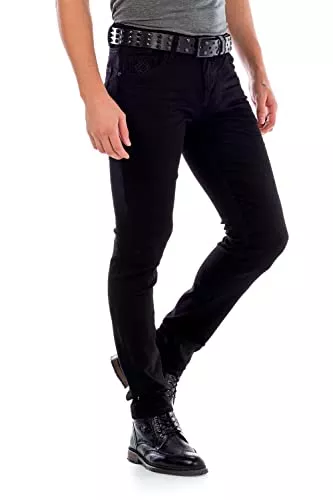 Cipo &amp; Baxx Jeans Cipo &amp; Baxx Herren Jeans Hose Crinkle-Effekt Denim Slim Fit Schlicht Jeanshose Design Röhrenjeans