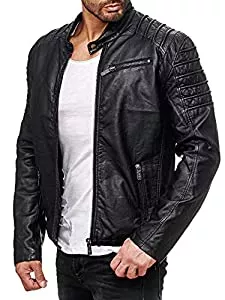 Redbridge Jacken Redbridge Herren Jacke Kunst- Lederjacke Biker MC Black Übergangsjacke Schwarz M6056