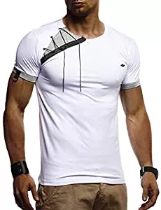 Leif Nelson T-Shirts Leif Nelson Herren Sommer T-Shirt Rundhals-Ausschnitt Slim Fit Baumwolle-Anteil Moderner Männer T-Shirt Crew Neck Hoodie-Sweatshirt Kurzarm lang LN1245