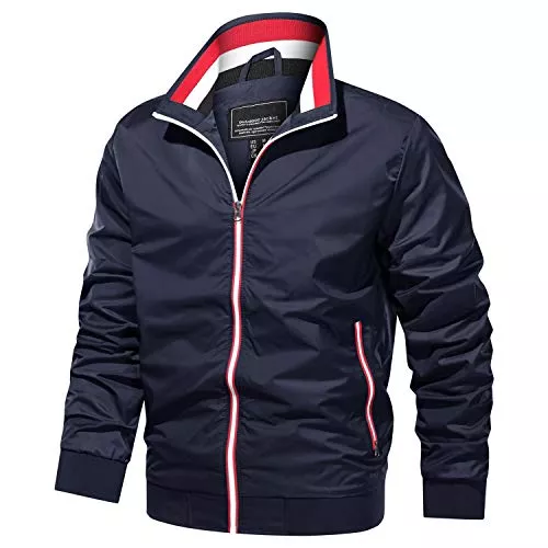 TACVASEN Jacken TACVASEN Herren Jacke Frühling College Jacke Übergangsjacke Bomberjacke Sommer Baseballjacke mit Stehkragen