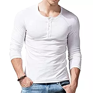 Muscle Alive Poloshirts Herren Slub Henley T-Shirt Kurz Ärmel Leicht Entspannt Passen Beiläufig mit 3 Knöpfen Knopfleiste Rundhals Hemden