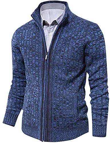AOLI RAY Strickjacken AOLI RAY Herren Strickjacke Cardigan Stehkragen Feinstrike mit Reißverschluß und Taschen Pullover