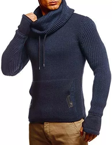 Leif Nelson Pullover & Strickmode Leif Nelson Herren Strick-Pullover Strick-Pulli mit Schalkragen Moderner Woll-Pullover Langarm-Sweatshirt Slim Fit