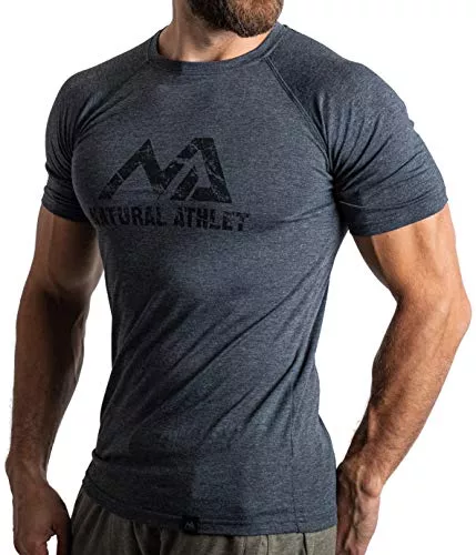 Natural Athlet T-Shirts Natural Athlet Slim-Fit Fitness Tshirt für Herren - Langes schnelltrocknendes Gym T-Shirt - Bodybuilding, Krafttaining und Sport