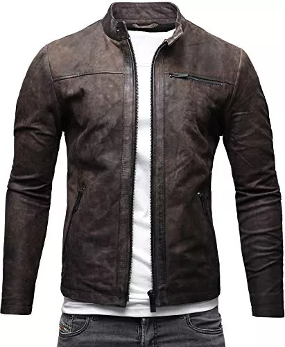 Crone Jacken Crone Epic Herren Lederjacke Cleane Leichte Basic Jacke aus weichem Schafs-Leder