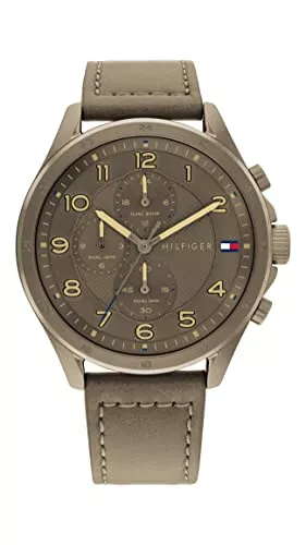 Tommy Hilfiger Uhren Tommy Hilfiger Multi Zifferblatt Quarz Uhr für Herren mit Khaki/grünes Lederarmband - 1792005
