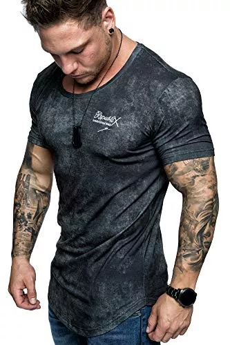 REPUBLIX T-Shirts REPUBLIX Oversize Herren Crew Neck Body-Fit Marble Design Shirt Sommer T-Shirt Rundhals-Ausschnitt R-0034