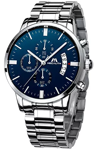 MEGALITH Uhren MEGALITH Herrenuhr Militär Chronographen Herren Wasserdicht Analog Armbanduhr Großes Ziffernblatt Leuchtende Datum Uhren fur Männer Klassische Elegantes Geschenk