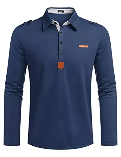 COOFANDY Poloshirts COOFANDY Herren Poloshirt Langarm Regular Fit Basic Polo Business Polyester Elegante Polohemd für Männer S-3XL