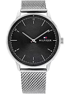 Tommy Hilfiger Uhren Tommy Hilfiger Analog Quarzuhr für Herren mit Silbernes Edelstahl-Mesh-Gliederarmband - 1791842