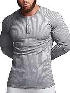 Agilelin Langarmshirts Agilelin Herren Baumwolle Langarm Shirt,Longsleeve Muskelshirts,Golf Henley Tshirt, Pullover Casual,Schlanke Passform Geripptes Hemd