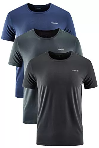 YAWHO T-Shirts Herren Sport T-Shirt 1-3er Pack Kurzarm Rundhals Atmungsaktiv Schnelltrocknendes Funktionsshirt Laufshirt Fitnessshirt Trainingsshirt für Running Workout Bodybuilding