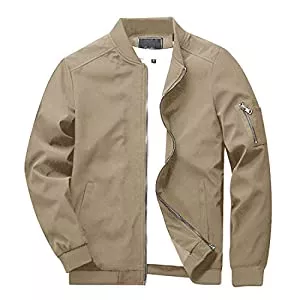 KEFITEVD Jacken KEFITEVD Herren Leichte Dünne Bomberjacke mit Ärmeltasche Blouson Jacke Übergangsjacke Stehkragen US Fliegerjacke mit Innentasche