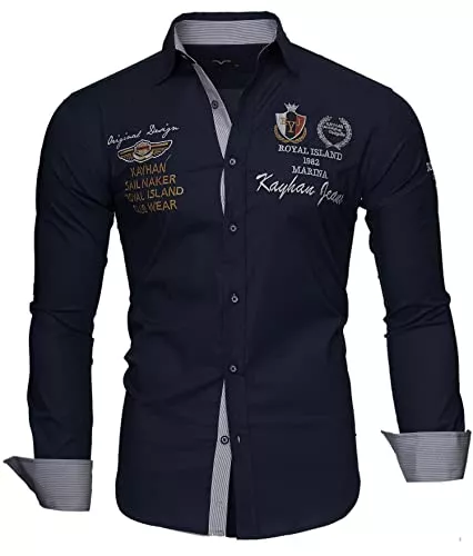 Kayhan Hemden Kayhan Monaco Herren Hemden Herren-Hemd Slim-Fit Herren Hemden Langarm-Hemden Männer Freizeit-Hemd Business S-6XL