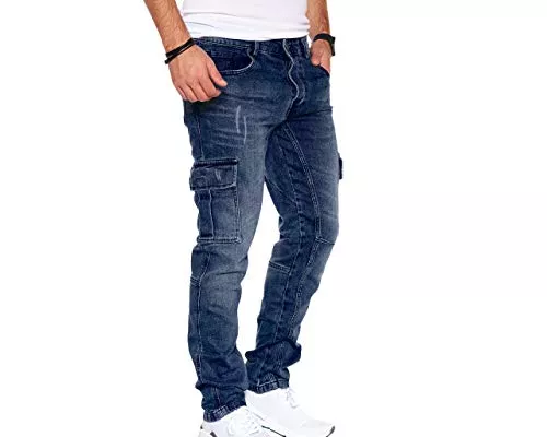 Styleko Blazer Styleko Herren Cargo Jeans Hose Herren Jeans Hose für Männer Jungen Regular Slim fit Denim Destroyed Jogger Freizeithose Casual Jeans Pants Jeans Herren Stretch| 7 Tasc 8004