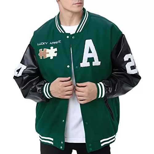 Eocicvvi Jacken Eocicvvi Herren College Jacke Übergangsjacke Damen Freizeit Jacke Harajuku Stil Sportjacke Streetwear Stehkragen Herbst Frühling mit Taschen