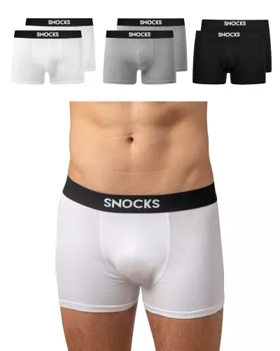 Snocks Unterwäsche Snocks Boxershorts Herren Bio Baumwolle (6er Pack) Unterhosen Herren Ohne Kratzenden Zettel (Gr. S - 4XL)