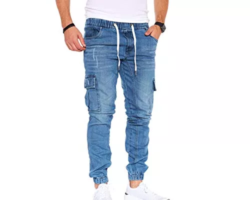 Styleko Jeans Styleko Herren Cargo Jeans Hose Herren Jeans Hose für Männer Jungen Regular Slim fit Denim Destroyed Jogger Freizeithose Casual Jeans Pants Jeans Herren Stretch| 7 Tasc 8004