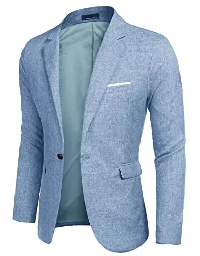 COOFANDY Blazer COOFANDY Sakko Herren Sportlich Leinen Regular Fit Männer Blazer Modern Freizeit Sakkos Anzugjacke Sommersakko