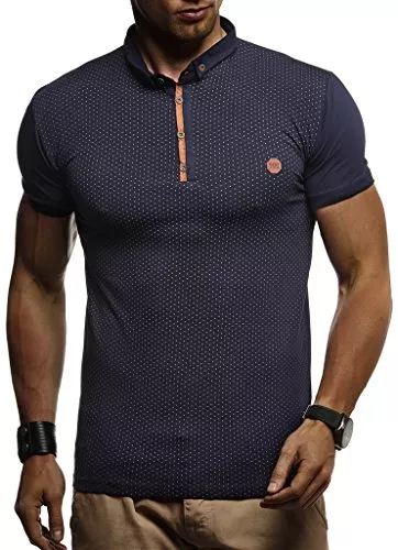 Leif Nelson Langarmshirts Leif Nelson Herren Sommer T-Shirt Polo Kragen Slim Fit Baumwolle-Anteil Basic schwarzes Männer Poloshirts Longsleeve-Sweatshirt Kurzarm Weißes Kurzarmshirts lang LN1295