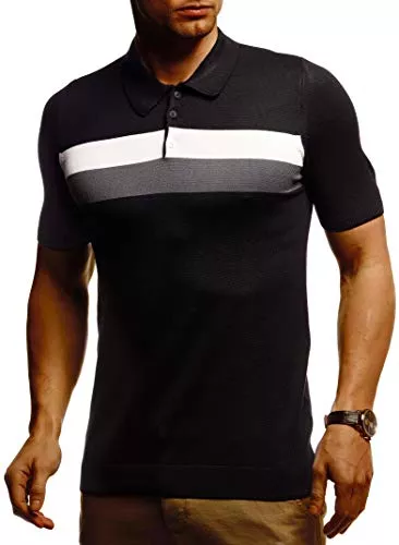 Leif Nelson T-Shirts Leif Nelson Herren Poloshirts Sommer T-Shirt Polo Shirts Slim Fit aus Feinstrick Cooles weißes schwarzes Basic Männer Polo-Shirts Jungen Kurzarmshirt Kurzarm Sleeve Shirt Top LN7450