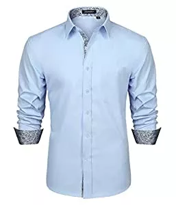 HISDERN Hemden HISDERN Herren Hemd formelle Freizeithemd Businesshemden Freizeithemden Langarm Baumwolle Klassisch Regular Fit Hemden