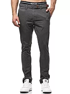 Indicode Hosen Indicode Herren Eary Chinohose mit 4 Taschen inkl. Gürtel aus 98% Baumwolle | Lange Chino Hose Stretch Herrenhose Freizeithose Regular Fit Stoffhose Baumwollhose lang für Männer
