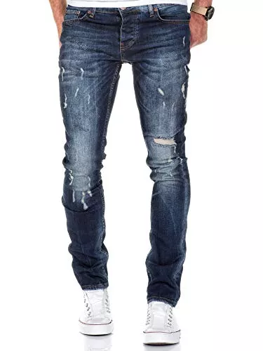 Amaci&Sons Jeans Amaci&Sons Herren Strech Destroyed Slim Fit Denim Jeans Hose 7500