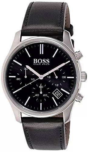BOSS Uhren BOSS Chronograph Quarz Uhr für Herren mit Schwarzes Lederarmband - 1513430