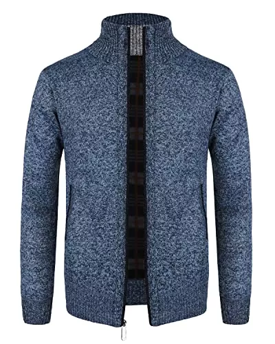 KTWOLEN Strickjacken KTWOLEN Herren Strickjacke Cardigan Feinstrick Mit Stehkragen Und Reißverschluss Fleece-gefüttert Wintermantel Sweatjacke Langarm Winterjacke